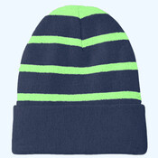 Striped Beanie with Solid Band